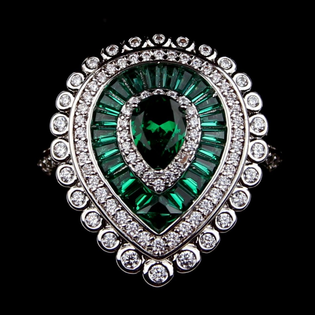 Peermont Jewelry 18k White Gold Emerald Ring New